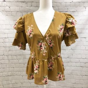 madewell tiered sleeve peplum top